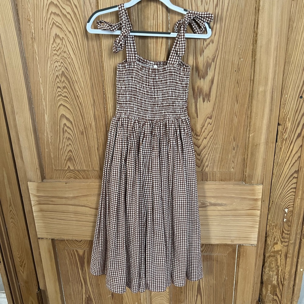 Rylee + Cru Brown Gingham Kids Dress